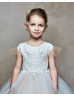 Feifei Sleeve Ivory Lace Tulle Illusion Back Flower Girl Dress